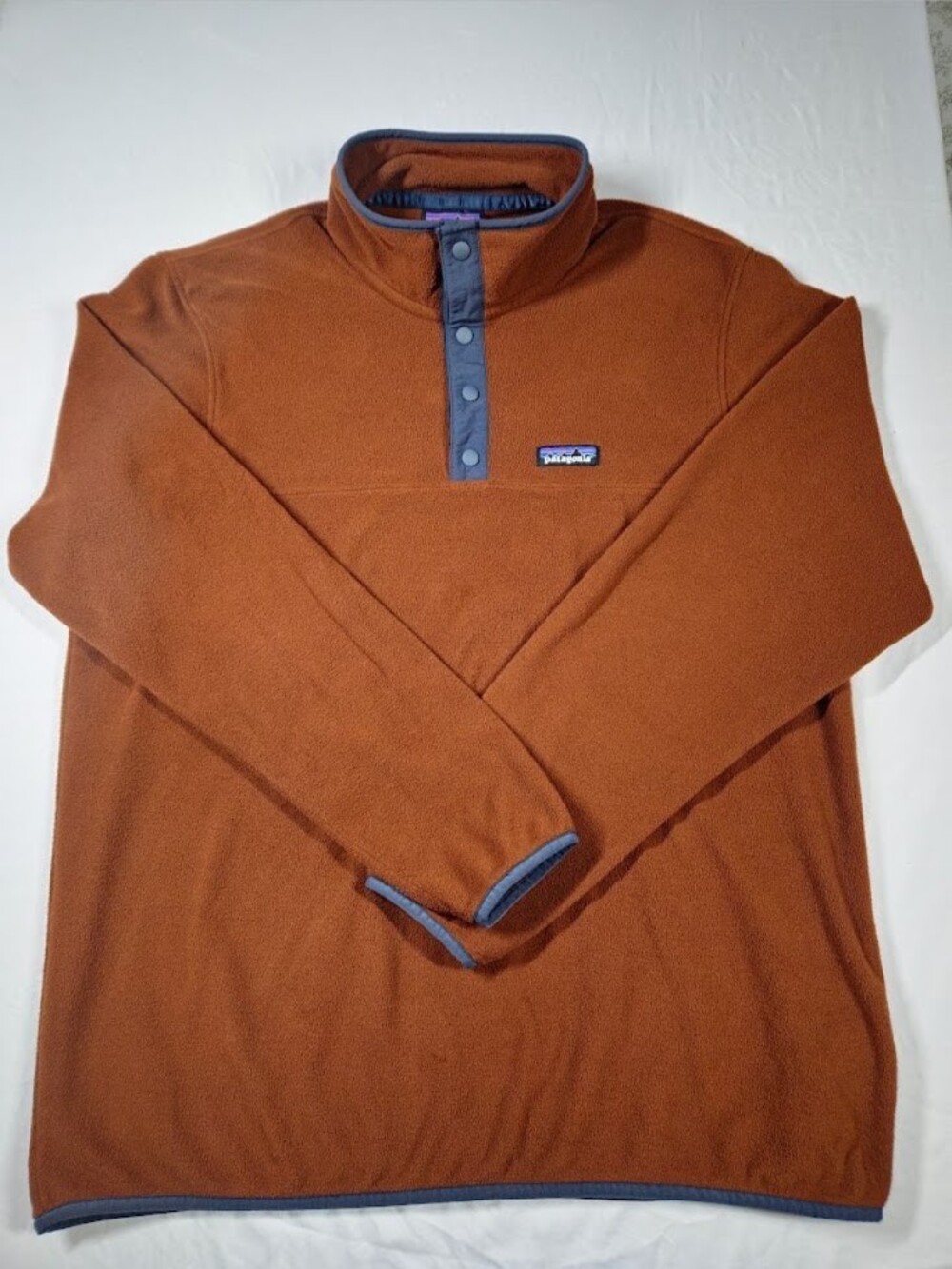 Patagonia Micro D Snap-T Fleece Pullover Mens L Brown Rust Blue 26165 Fall